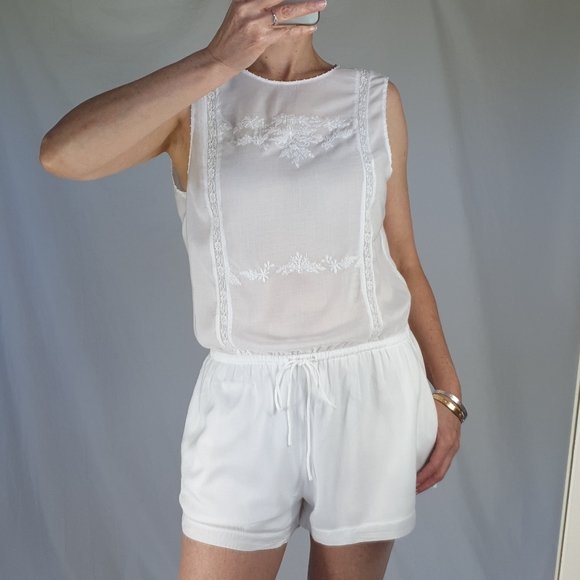 white romper pants